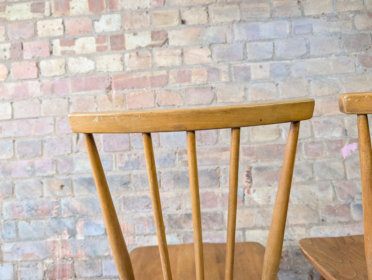 Mid Century Pair of Ercol 391 Dining Chairs Vintage Blonde Stick Back Chairs