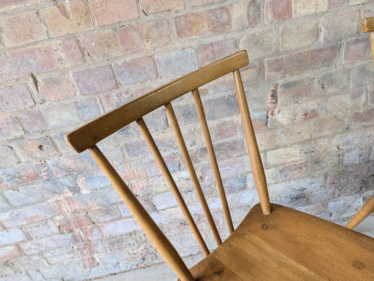 Mid Century Pair of Ercol 391 Dining Chairs Vintage Blonde Stick Back Chairs