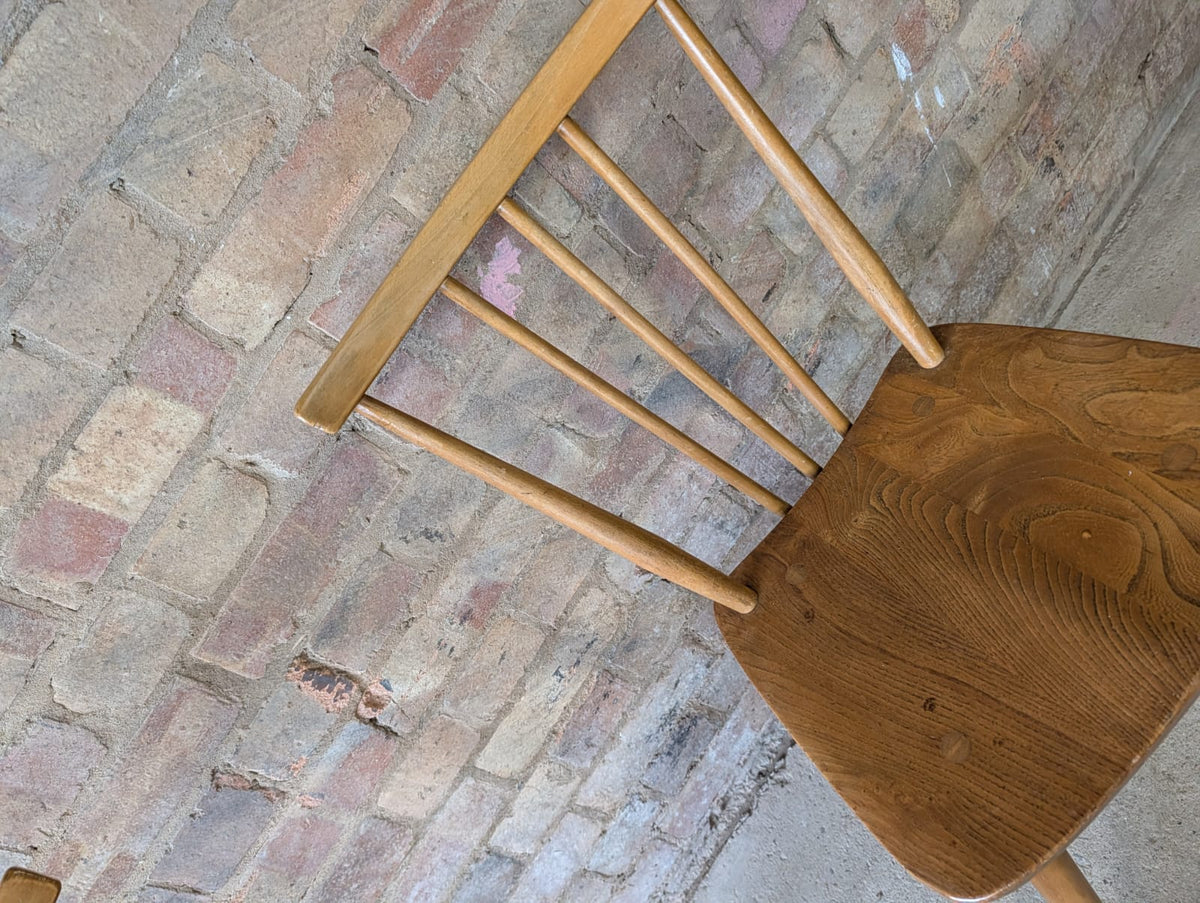 Mid Century Pair of Ercol 391 Dining Chairs Vintage Blonde Stick Back Chairs