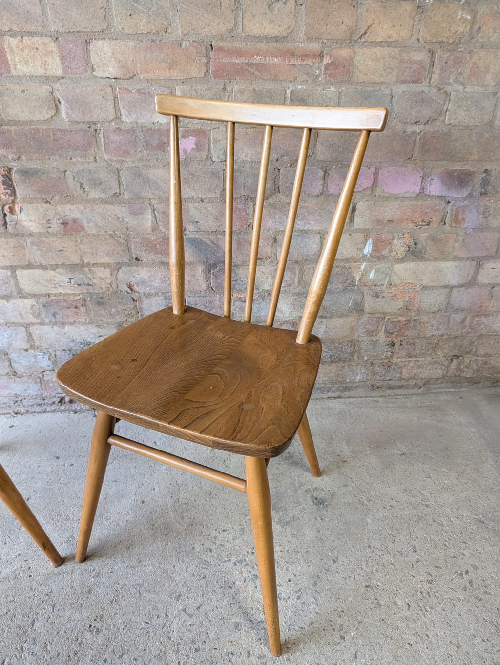 Mid Century Pair of Ercol 391 Dining Chairs Vintage Blonde Stick Back Chairs