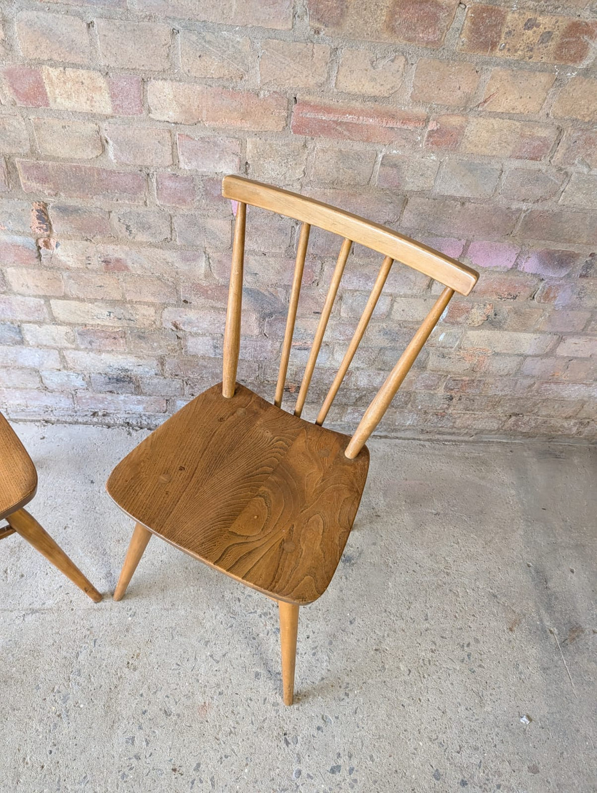 Mid Century Pair of Ercol 391 Dining Chairs Vintage Blonde Stick Back Chairs