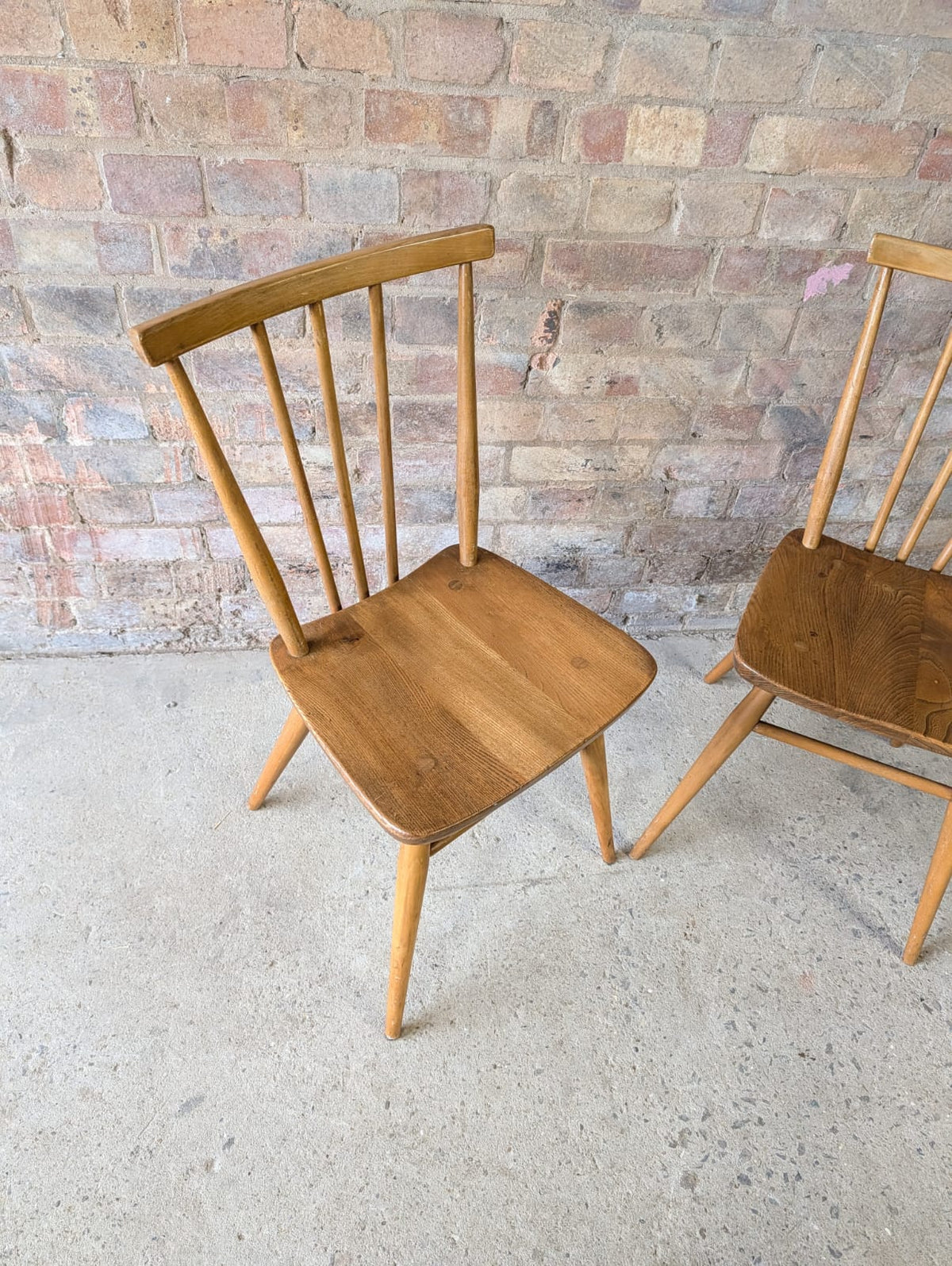 Mid Century Pair of Ercol 391 Dining Chairs Vintage Blonde Stick Back Chairs