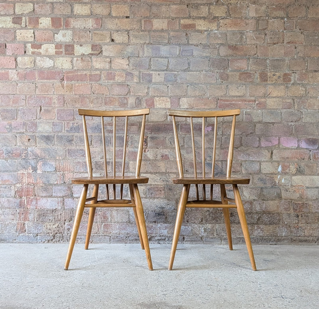 Mid Century Pair of Ercol 391 Dining Chairs Vintage Blonde Stick Back Chairs