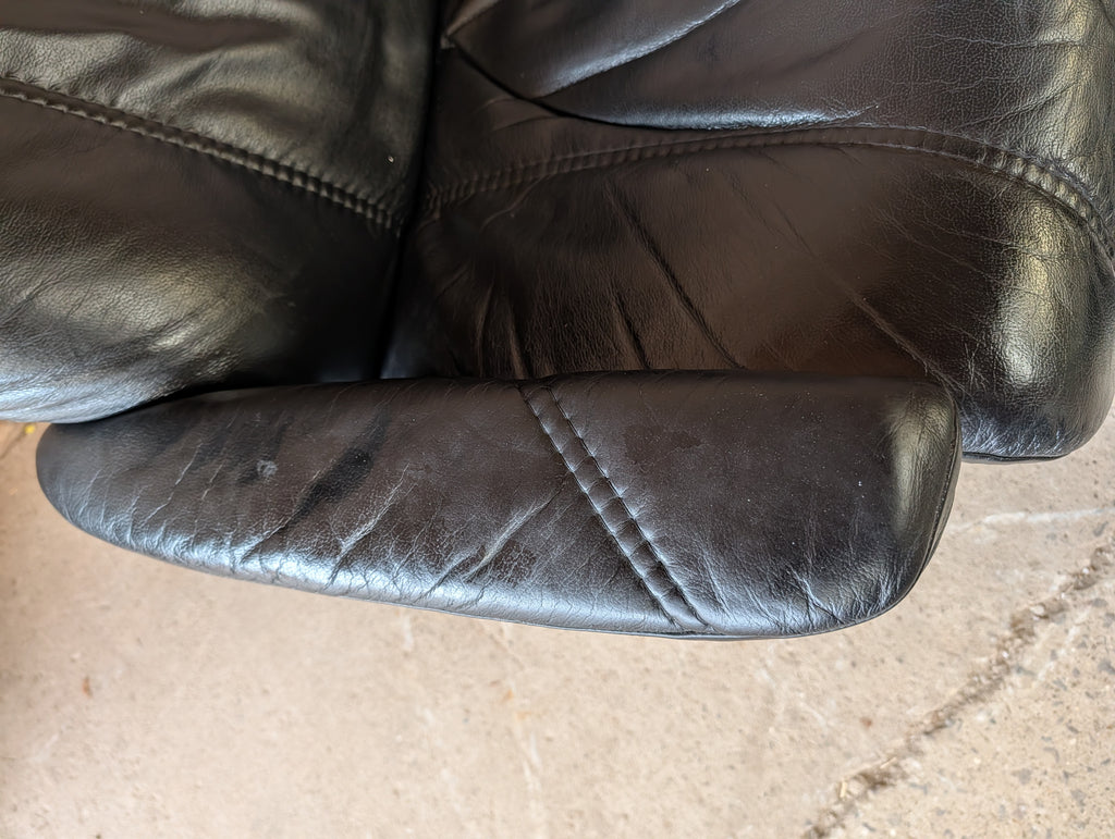 Ekornes Stressless Black Leather Reclining Armchair With Footstool