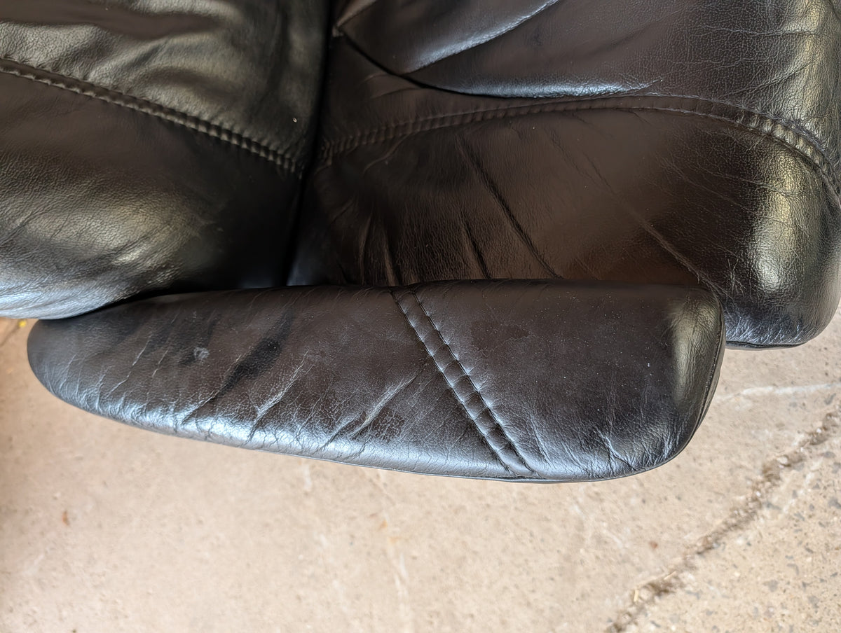 Ekornes Stressless Black Leather Reclining Armchair With Footstool
