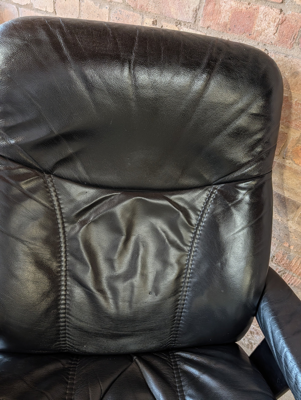 Ekornes Stressless Black Leather Reclining Armchair With Footstool