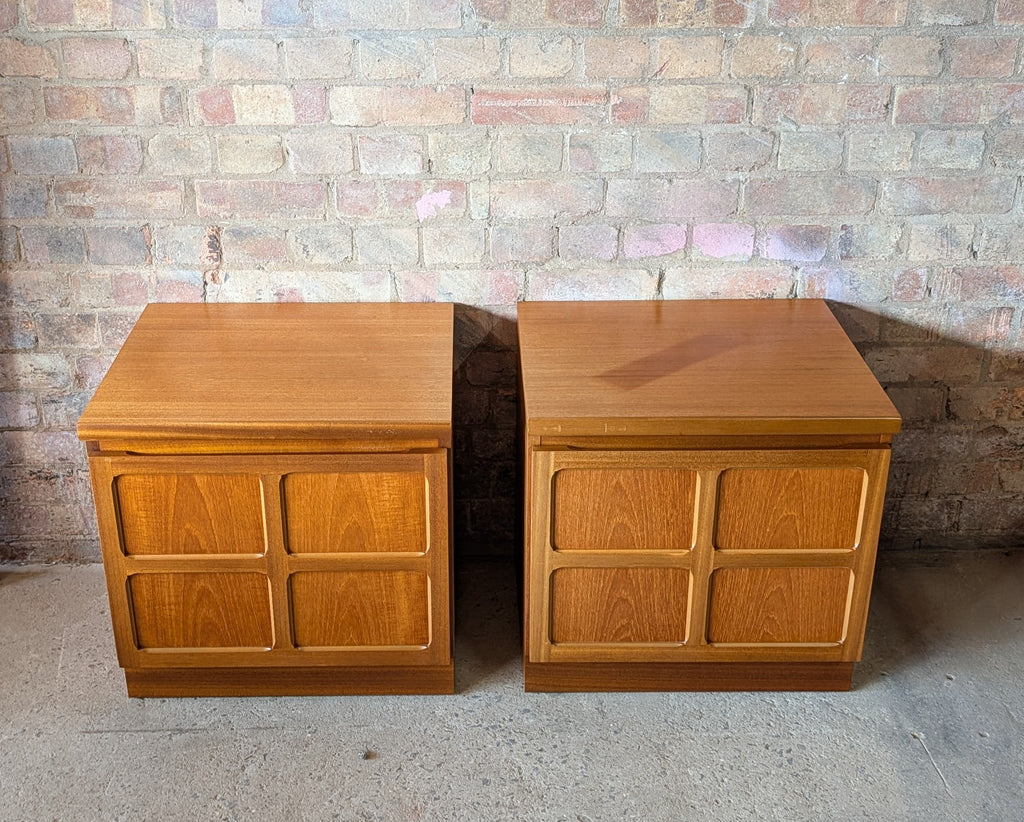 Pair Of Mid Century Parker Knoll/Nathan Squares Teak Bedside Cabinets