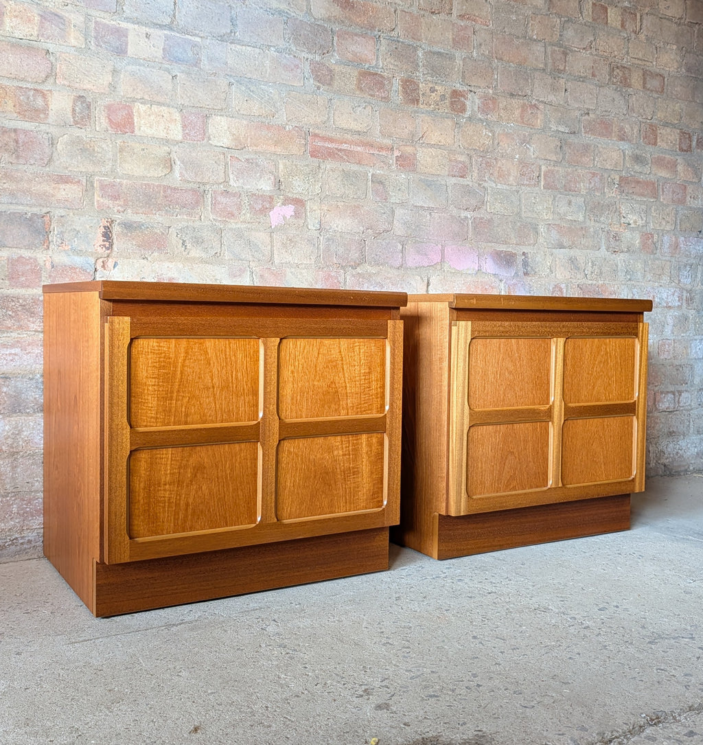 Pair Of Mid Century Parker Knoll/Nathan Squares Teak Bedside Cabinets