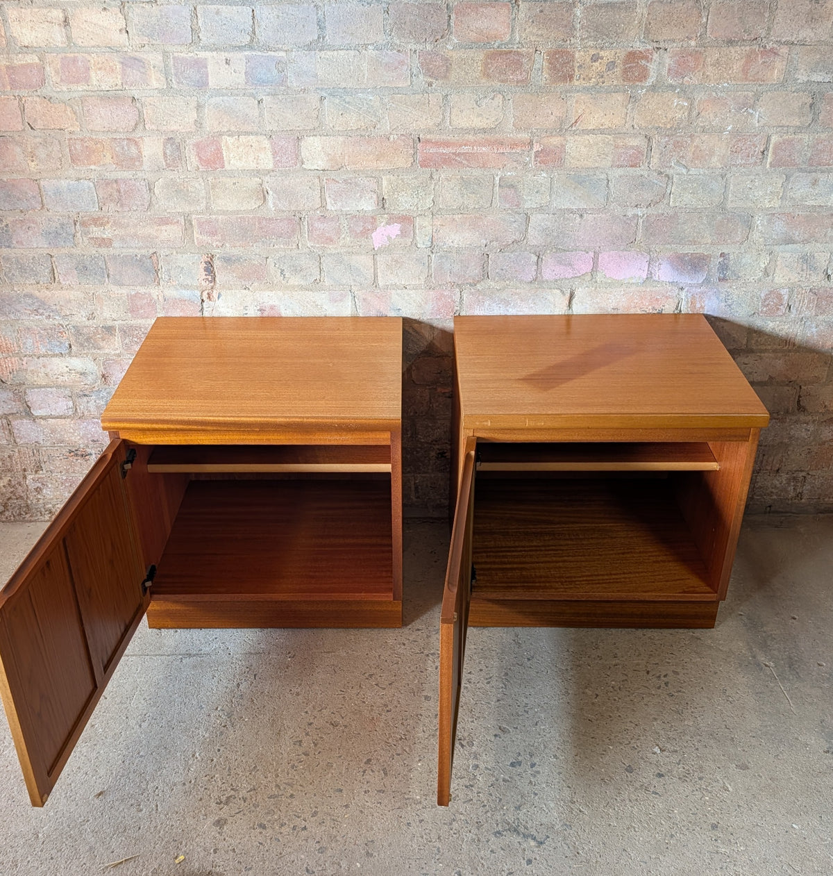 Pair Of Mid Century Parker Knoll/Nathan Squares Teak Bedside Cabinets