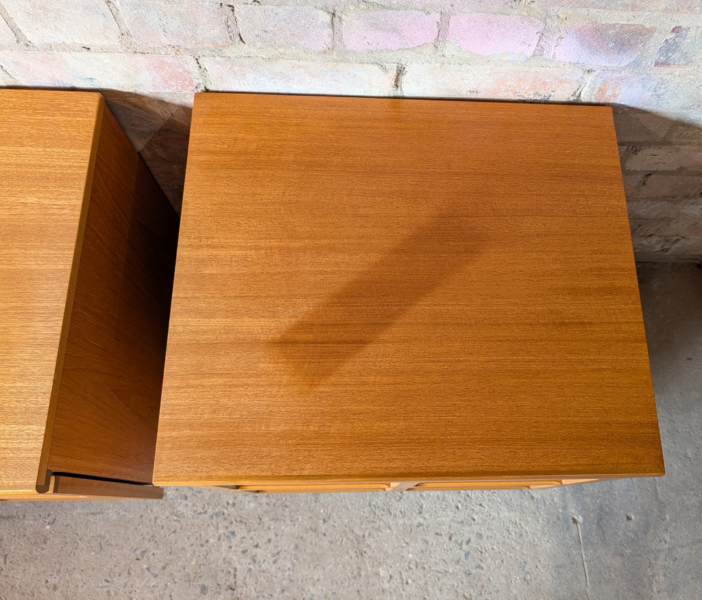Pair Of Mid Century Parker Knoll/Nathan Squares Teak Bedside Cabinets
