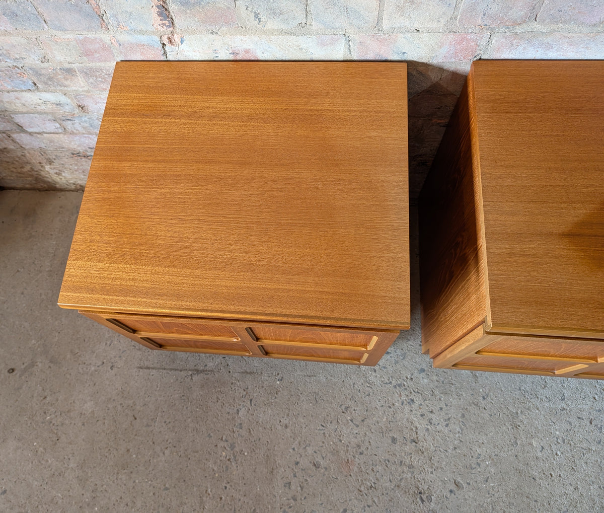 Pair Of Mid Century Parker Knoll/Nathan Squares Teak Bedside Cabinets