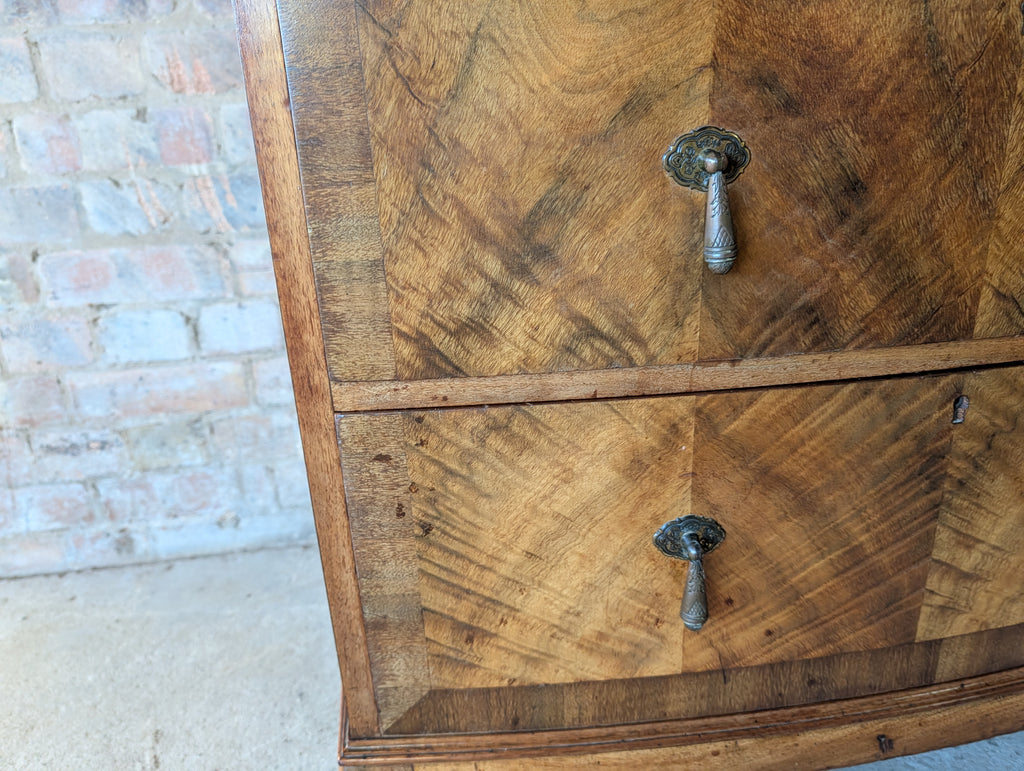 Vintage Art Deco Burr Walnut Tallboy 1930s Linen Cabinet/Cupboard