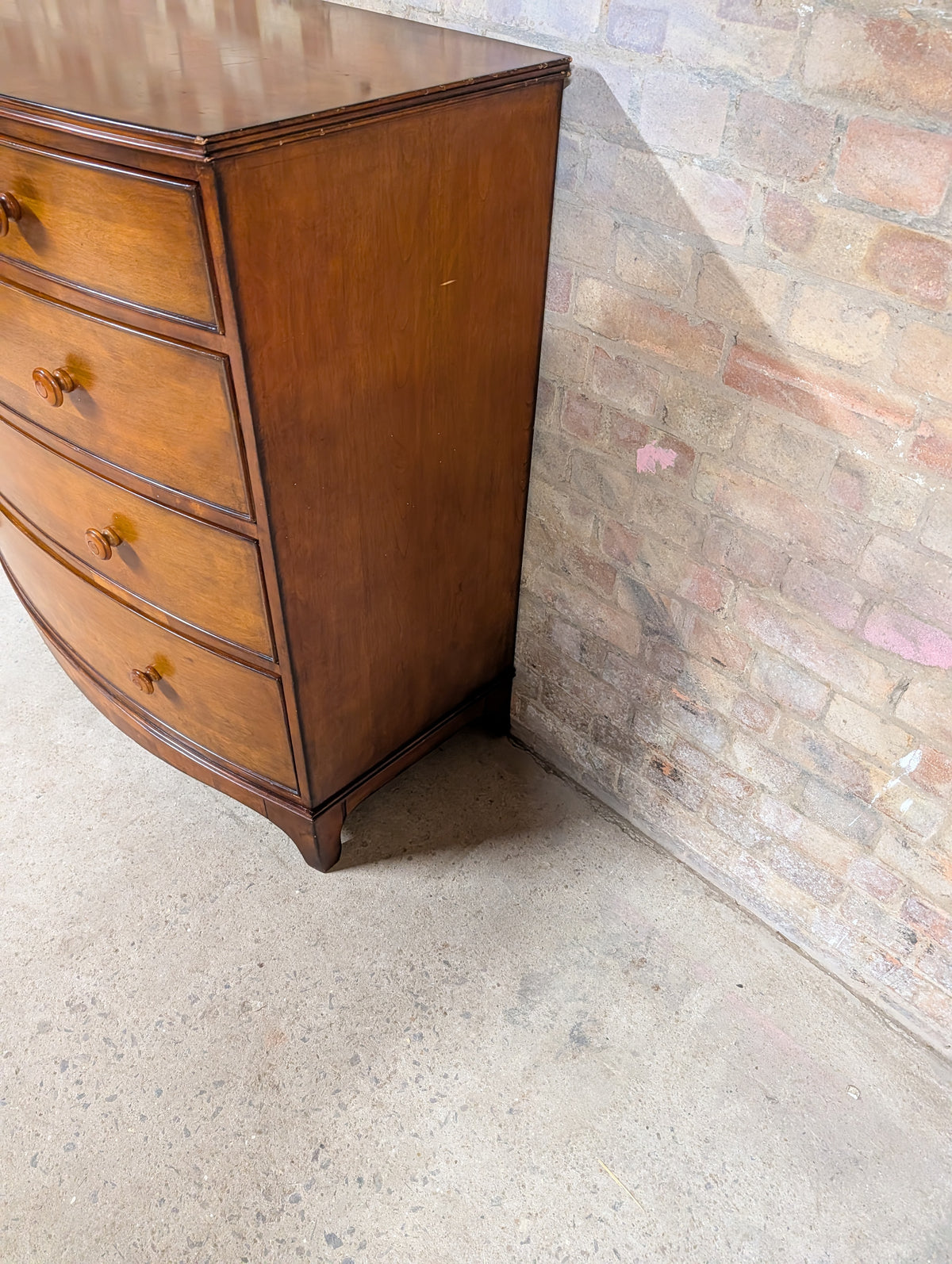 Vintage Bow Front Chest Of Drawers Georgian Style Large Tallboy / 5 Drawer Chest