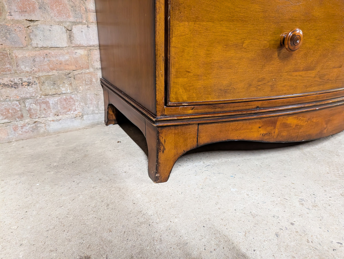 Vintage Bow Front Chest Of Drawers Georgian Style Large Tallboy / 5 Drawer Chest