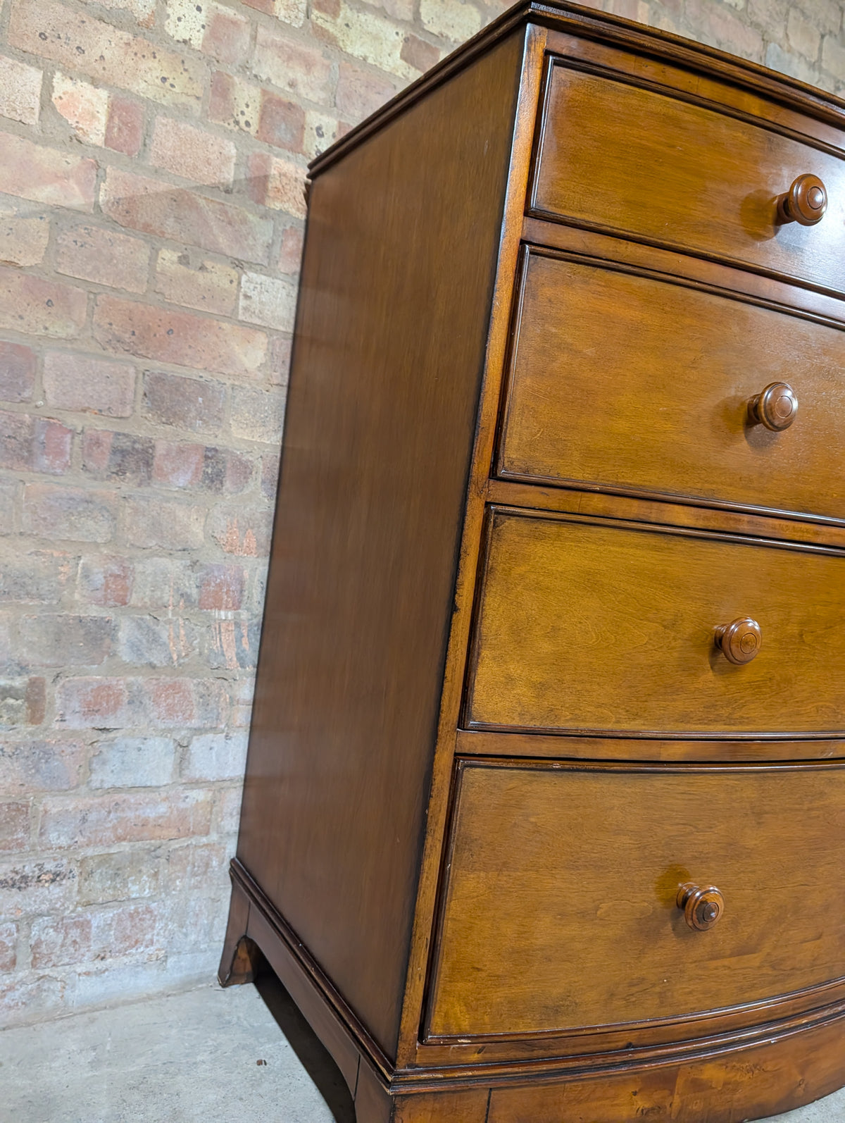 Vintage Bow Front Chest Of Drawers Georgian Style Large Tallboy / 5 Drawer Chest