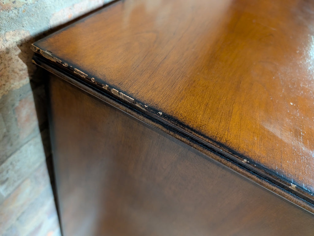Vintage Bow Front Chest Of Drawers Georgian Style Large Tallboy / 5 Drawer Chest