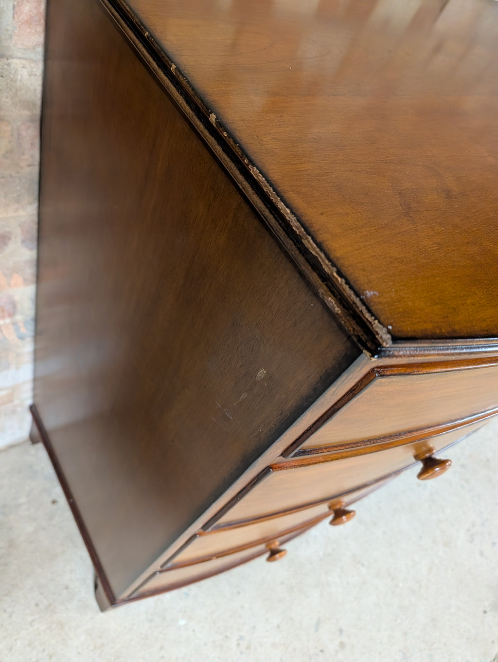 Vintage Bow Front Chest Of Drawers Georgian Style Large Tallboy / 5 Drawer Chest