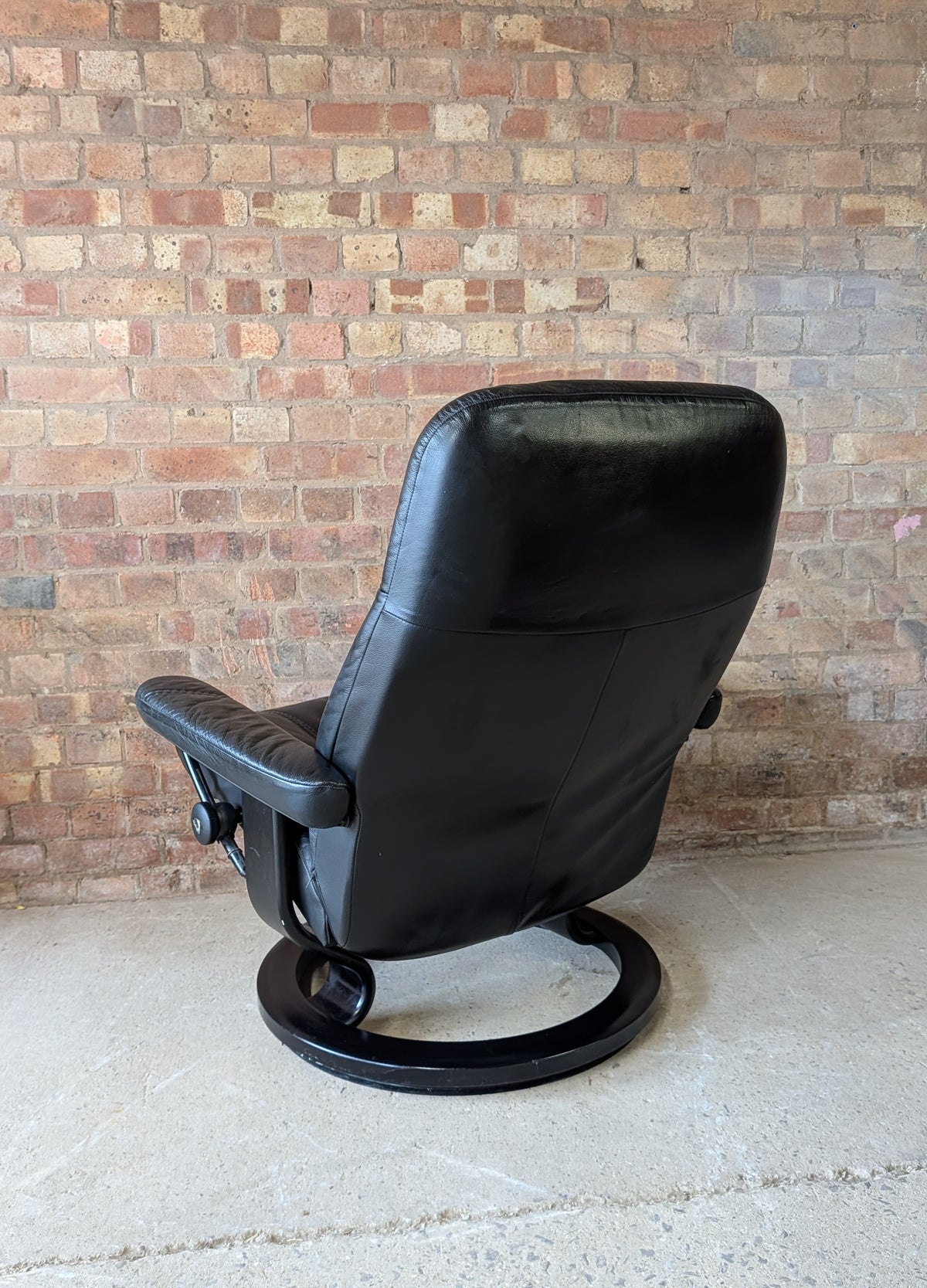 Ekornes Stressless Black Leather Reclining Armchair With Footstool