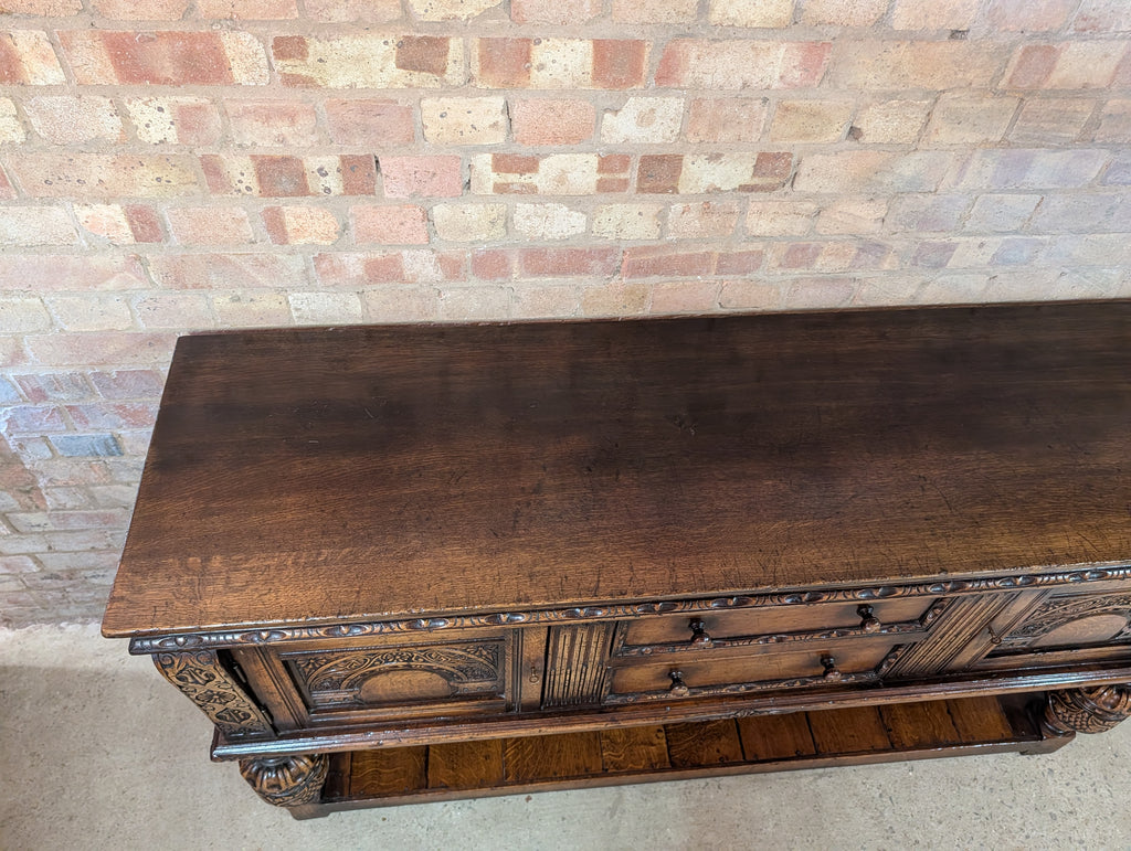 Vintage Titchmarsh And Goodwin Carved Oak Jacobean Style Sideboard/ Dresser Base