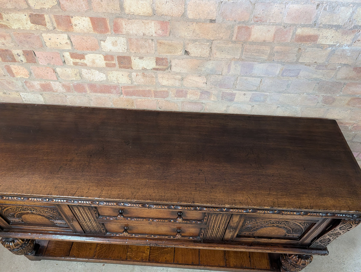 Vintage Titchmarsh And Goodwin Carved Oak Jacobean Style Sideboard/ Dresser Base