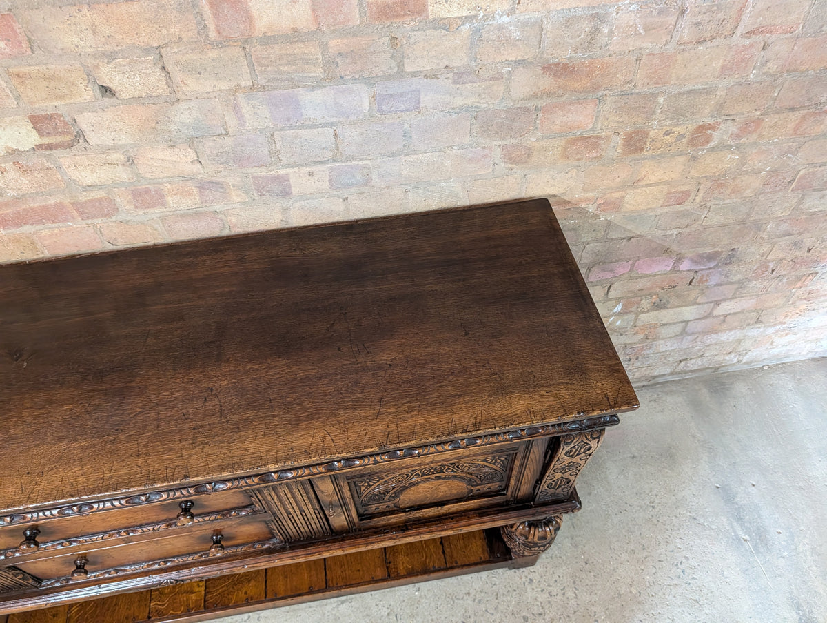 Vintage Titchmarsh And Goodwin Carved Oak Jacobean Style Sideboard/ Dresser Base