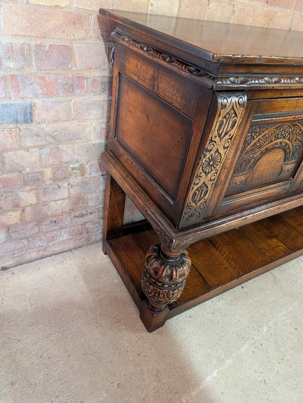 Vintage Titchmarsh And Goodwin Carved Oak Jacobean Style Sideboard/ Dresser Base