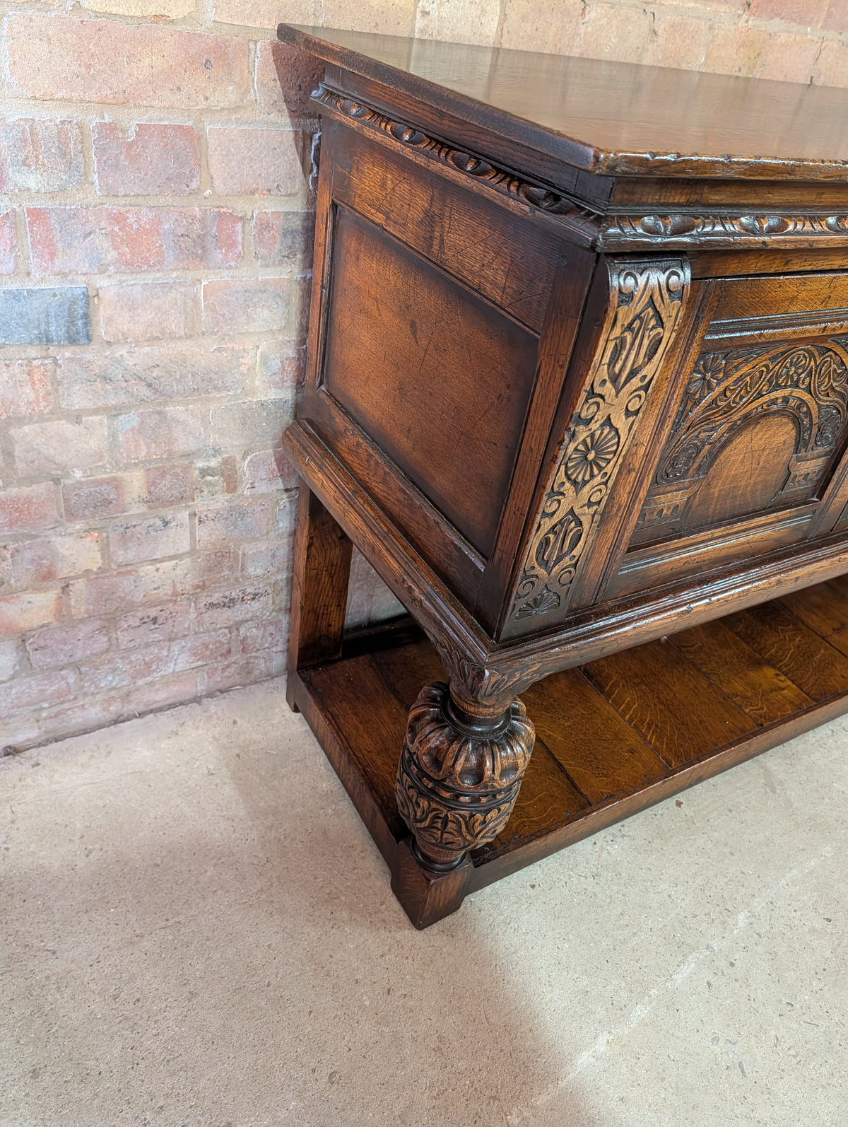 Vintage Titchmarsh And Goodwin Carved Oak Jacobean Style Sideboard/ Dresser Base