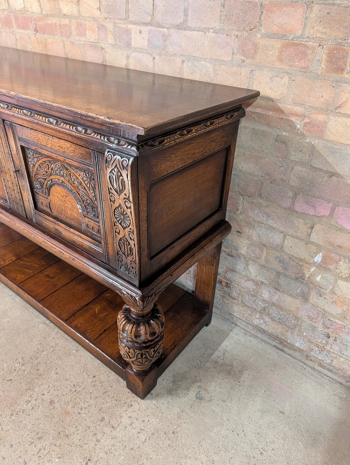 Vintage Titchmarsh And Goodwin Carved Oak Jacobean Style Sideboard/ Dresser Base