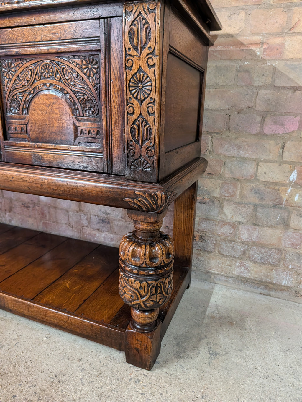 Vintage Titchmarsh And Goodwin Carved Oak Jacobean Style Sideboard/ Dresser Base