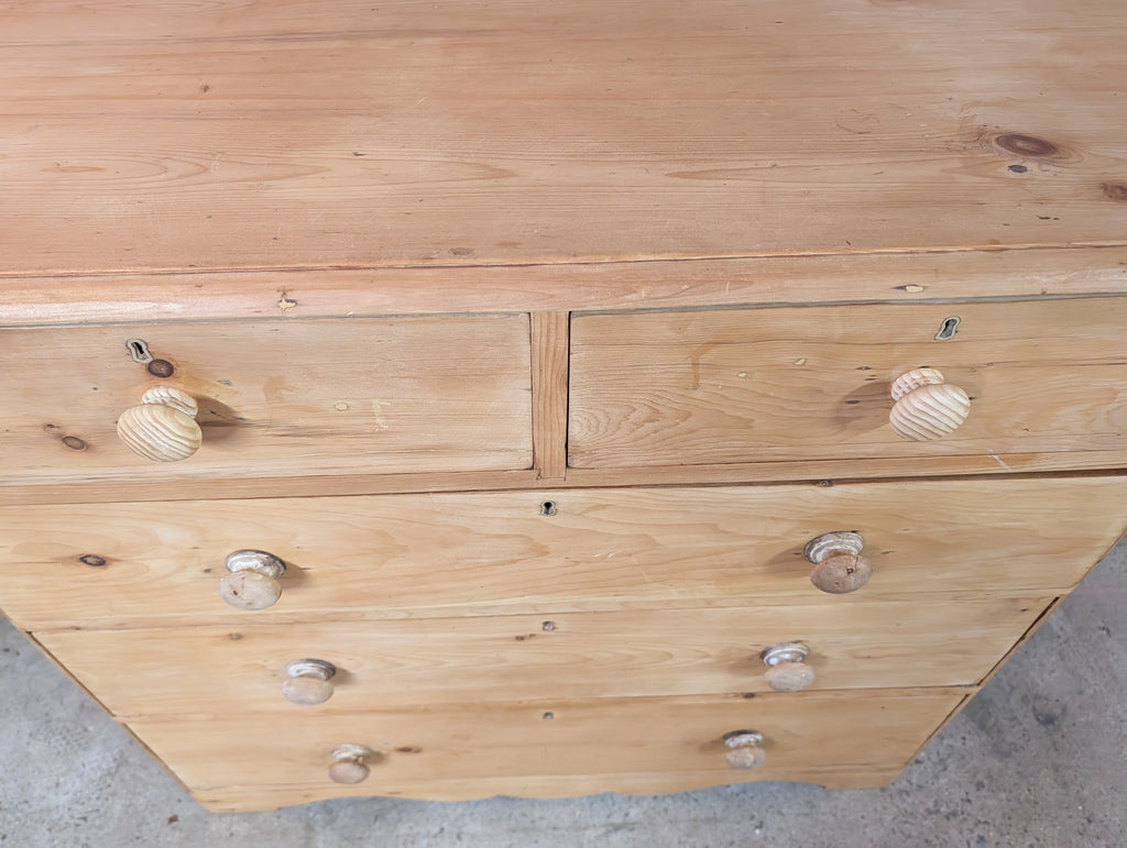 Antique Victorian Pine Chest Of Drawers - Farmhouse Two Over Three Drawers