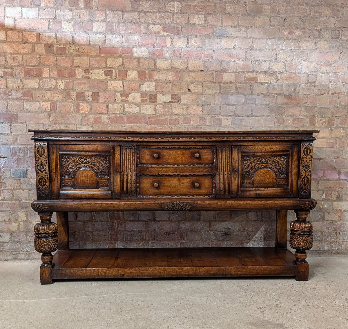Vintage Titchmarsh And Goodwin Carved Oak Jacobean Style Sideboard/ Dresser Base