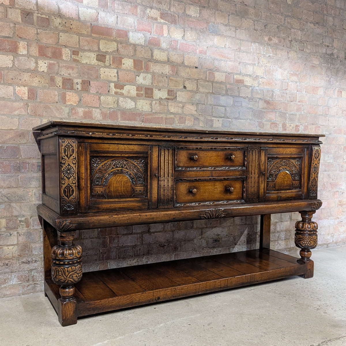Vintage Titchmarsh And Goodwin Carved Oak Jacobean Style Sideboard/ Dresser Base