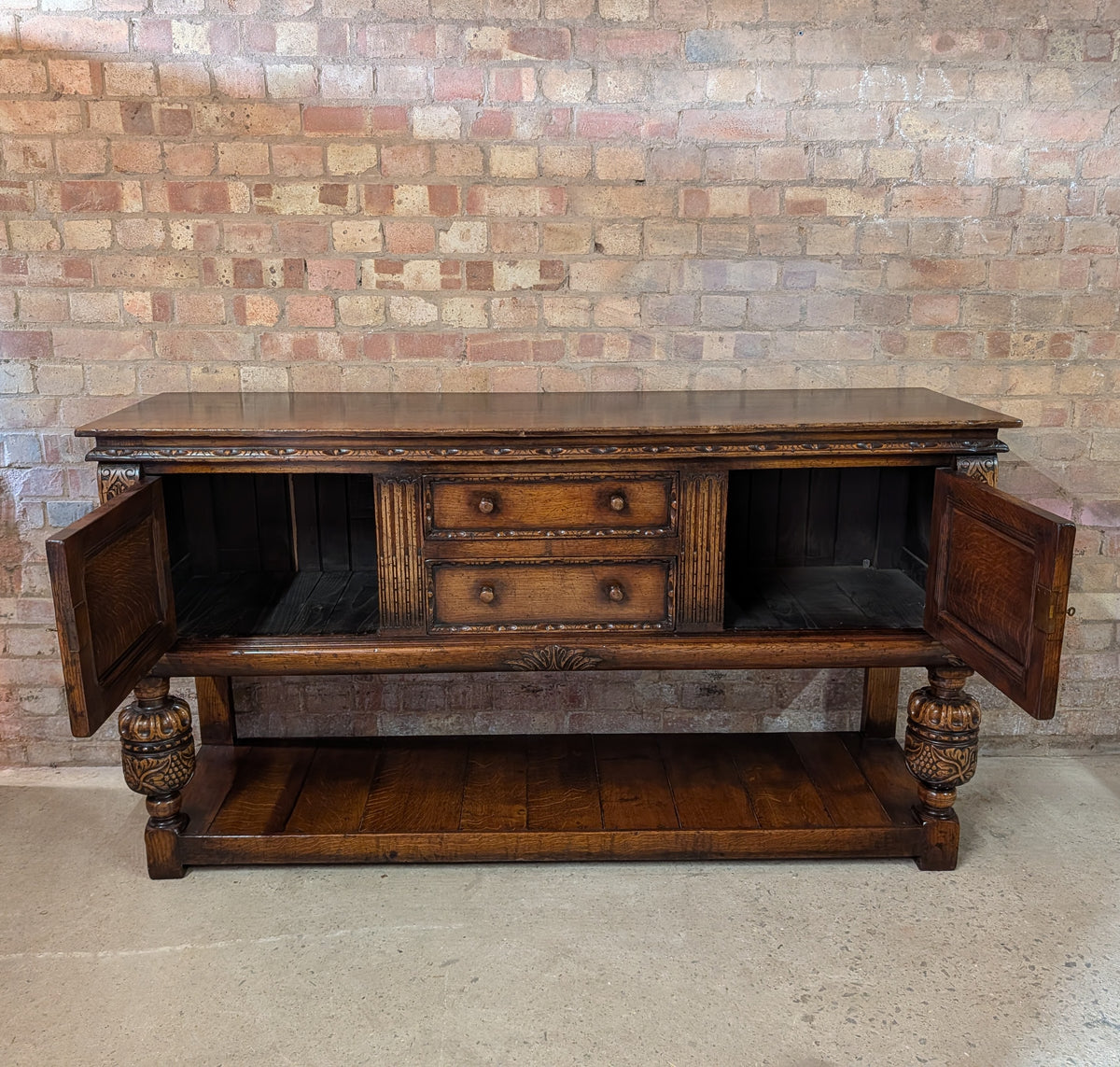 Vintage Titchmarsh And Goodwin Carved Oak Jacobean Style Sideboard/ Dresser Base
