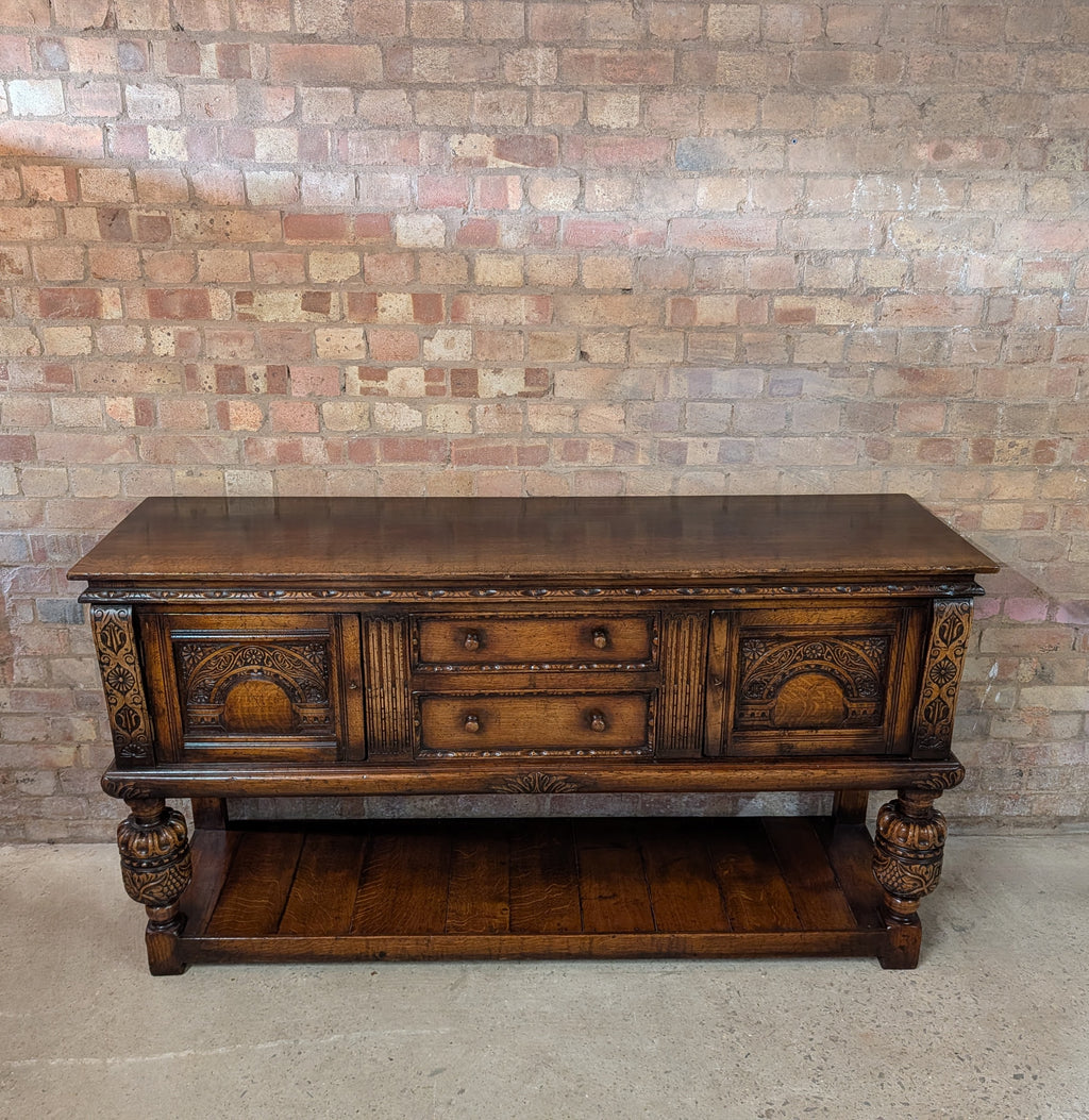 Vintage Titchmarsh And Goodwin Carved Oak Jacobean Style Sideboard/ Dresser Base