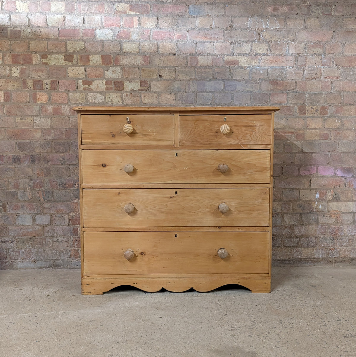 Antique Victorian Pine Chest Of Drawers - Farmhouse Two Over Three Drawers