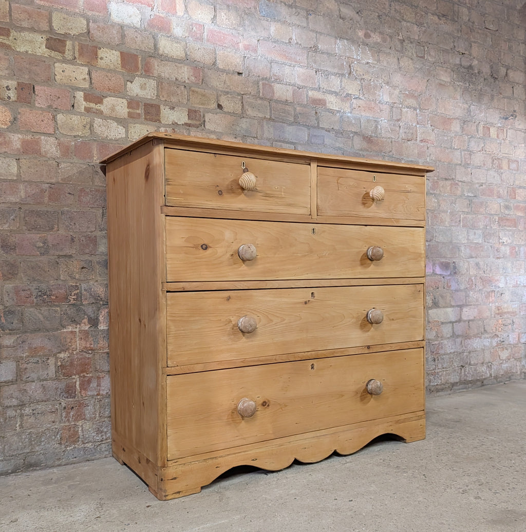 Antique Victorian Pine Chest Of Drawers - Farmhouse Two Over Three Drawers
