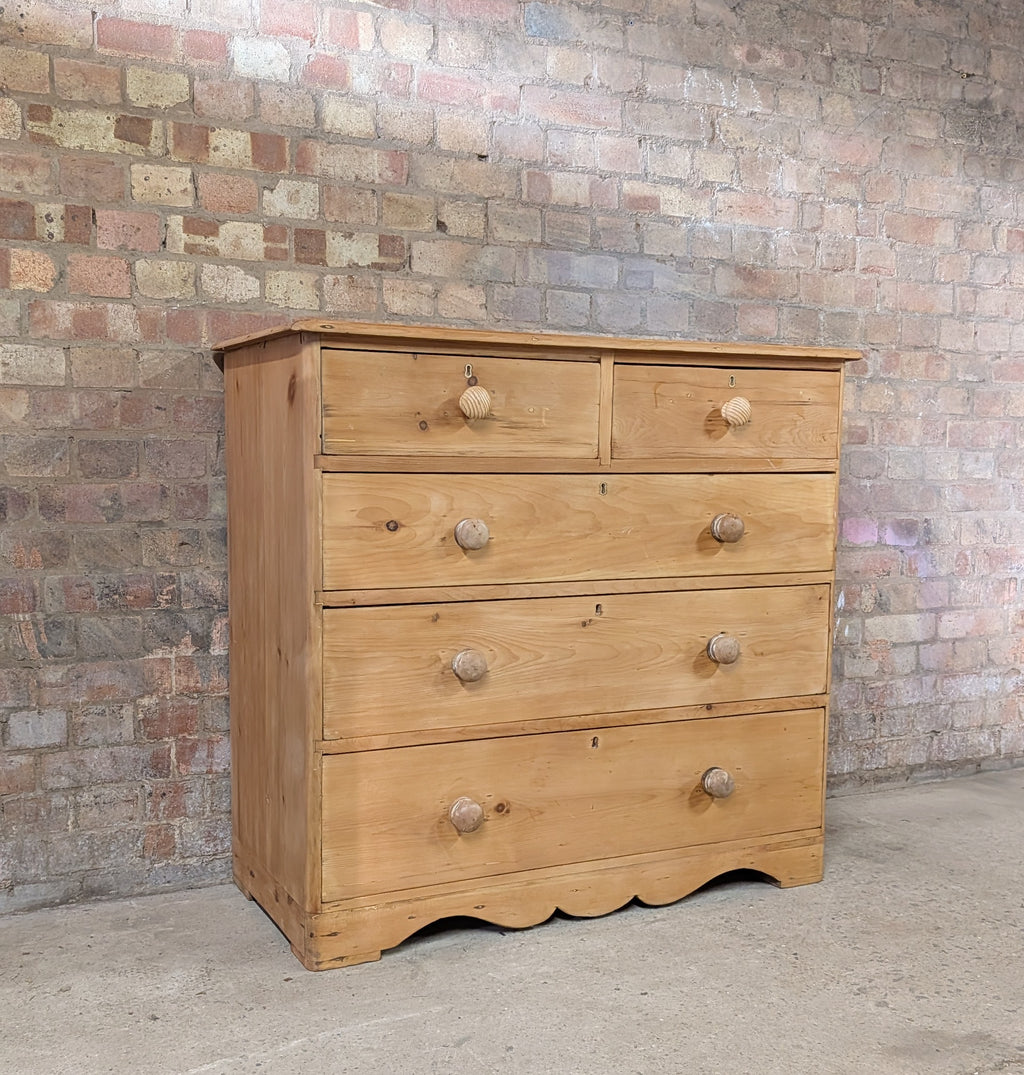 Antique Victorian Pine Chest Of Drawers - Farmhouse Two Over Three Drawers