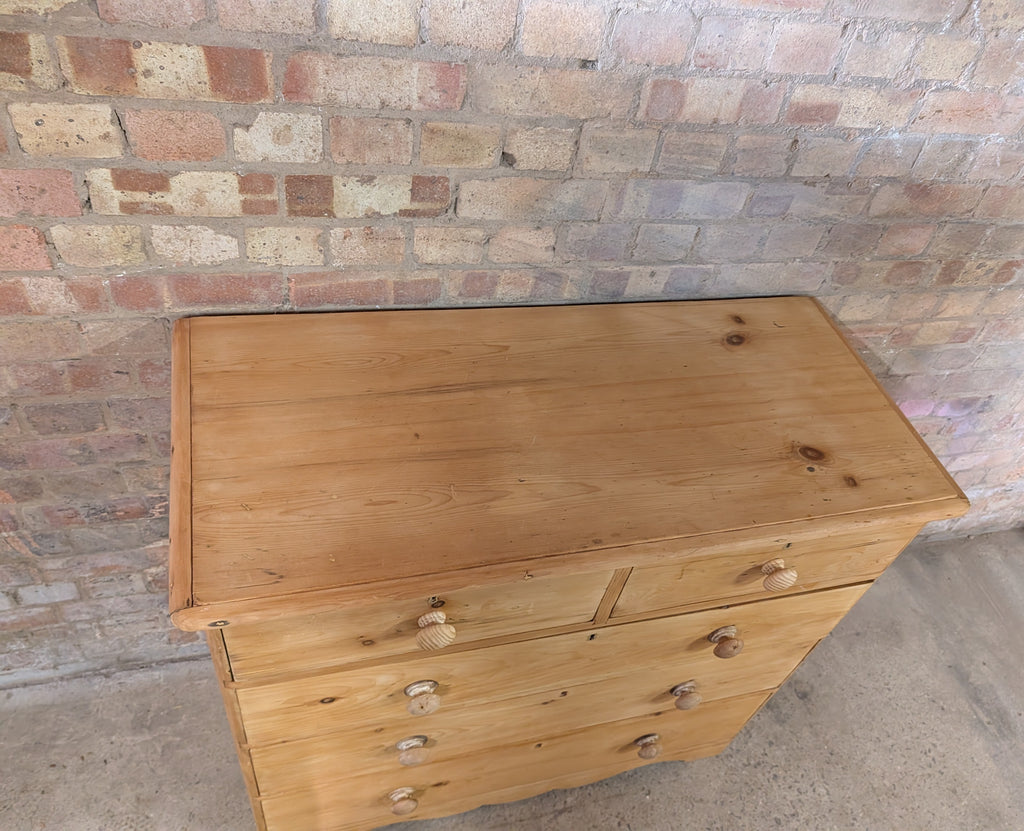 Antique Victorian Pine Chest Of Drawers - Farmhouse Two Over Three Drawers