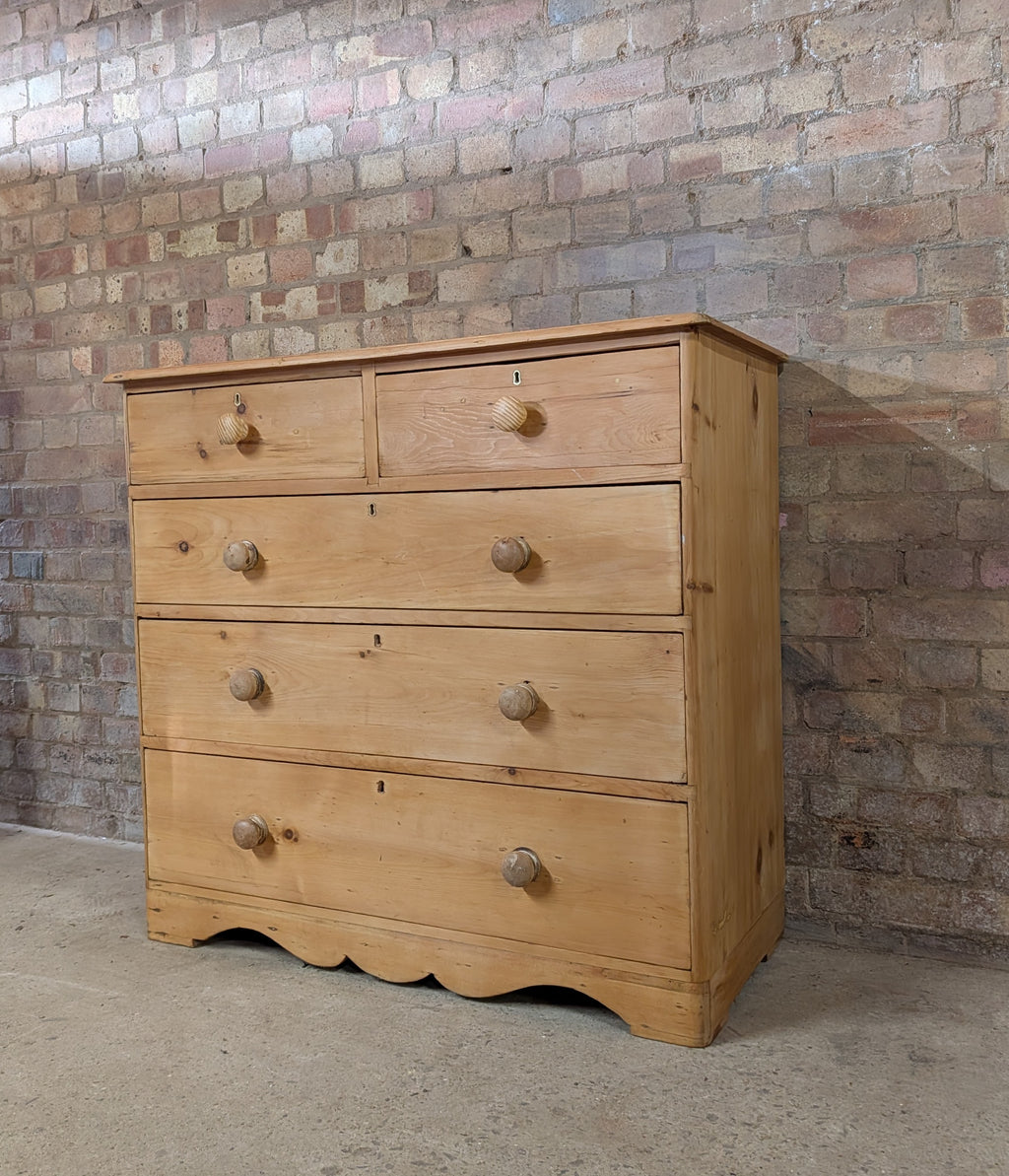 Antique Victorian Pine Chest Of Drawers - Farmhouse Two Over Three Drawers