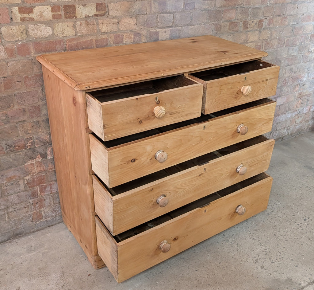 Antique Victorian Pine Chest Of Drawers - Farmhouse Two Over Three Drawers
