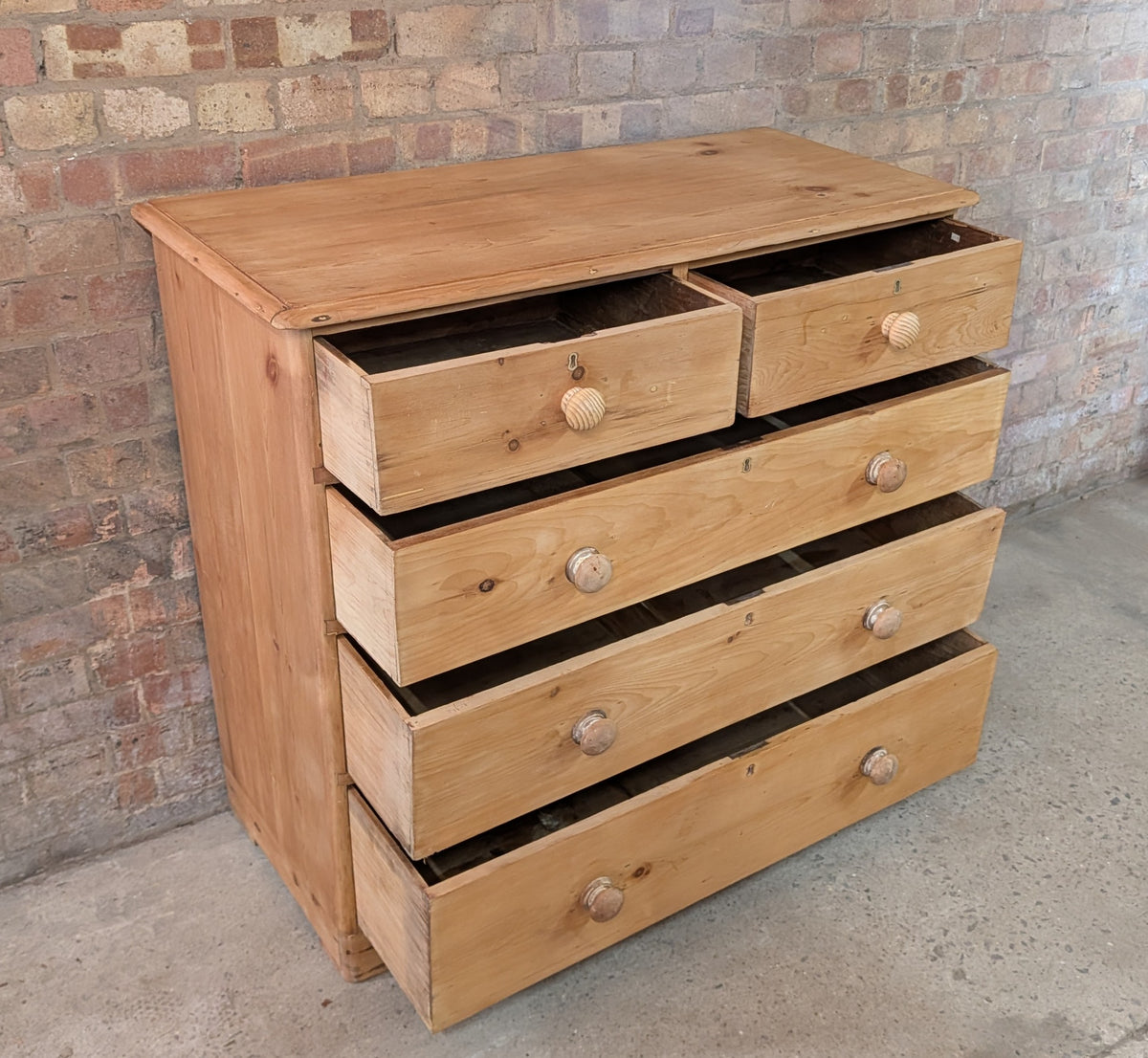 Antique Victorian Pine Chest Of Drawers - Farmhouse Two Over Three Drawers