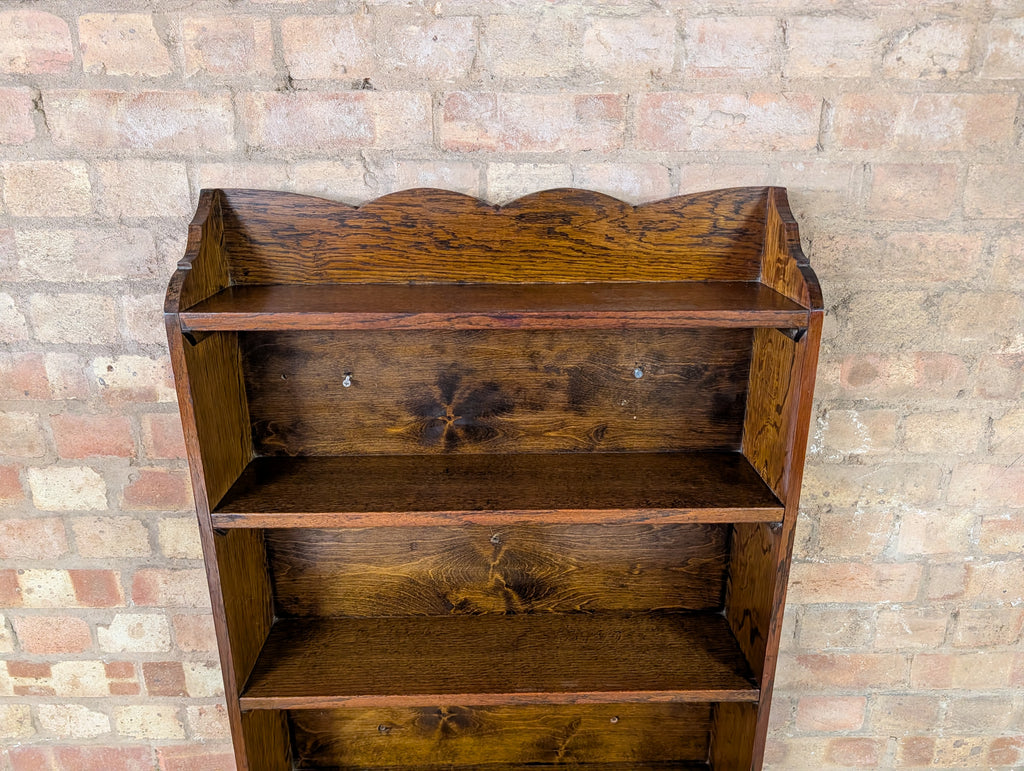 Antique Oak Open Bookcase- Wall Hanging/ Mounted Bookshelf