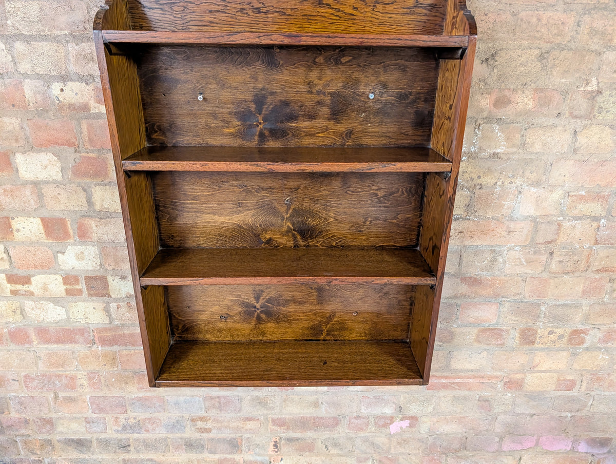 Antique Oak Open Bookcase- Wall Hanging/ Mounted Bookshelf