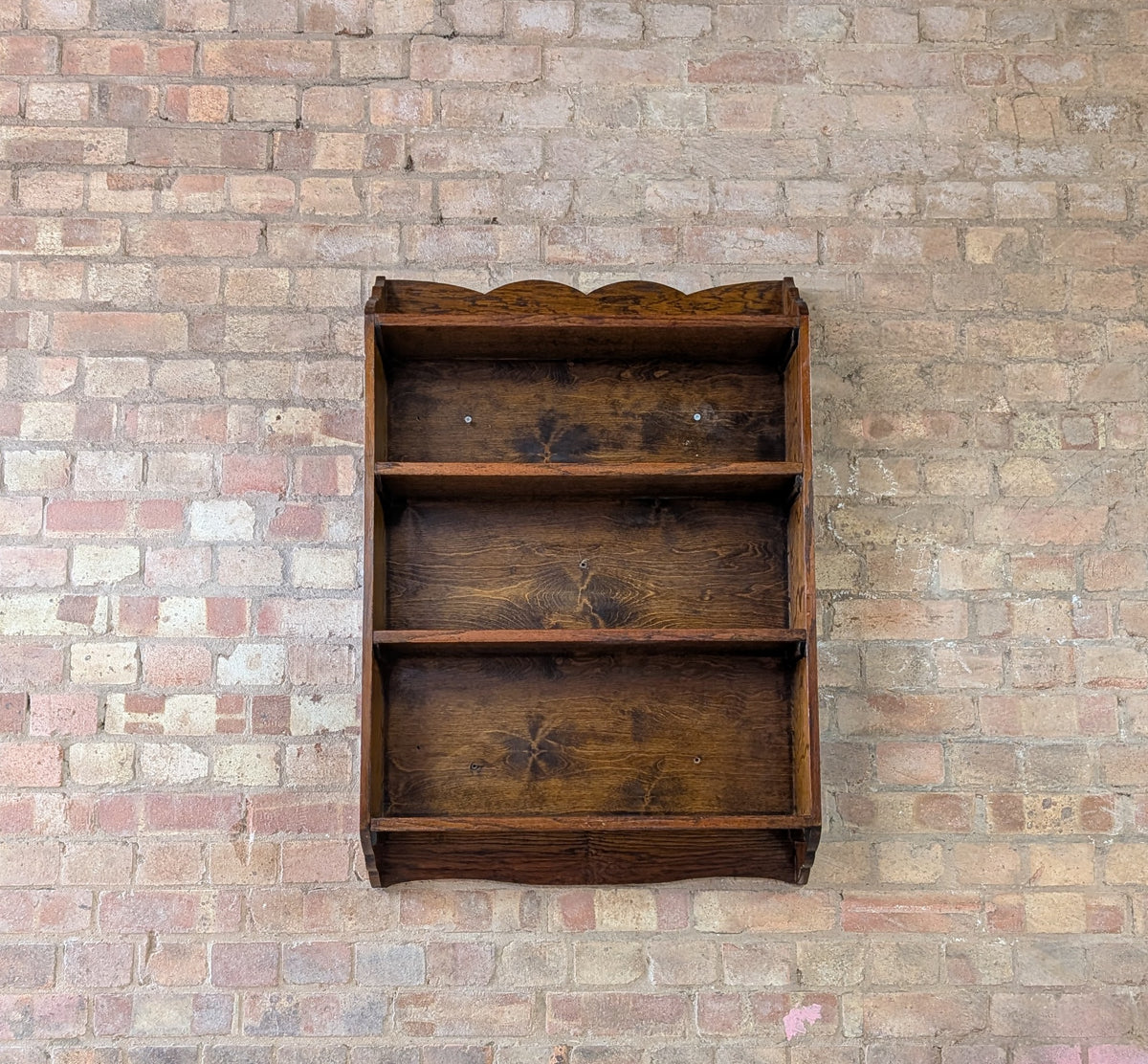 Antique Oak Open Bookcase- Wall Hanging/ Mounted Bookshelf