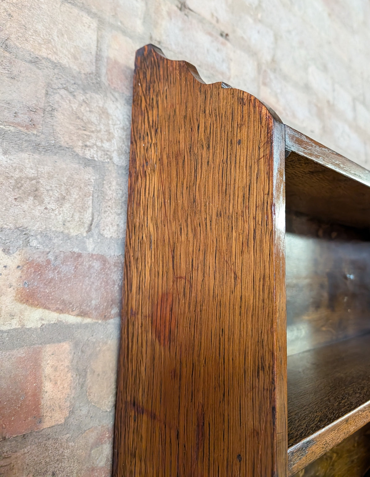 Antique Oak Open Bookcase- Wall Hanging/ Mounted Bookshelf