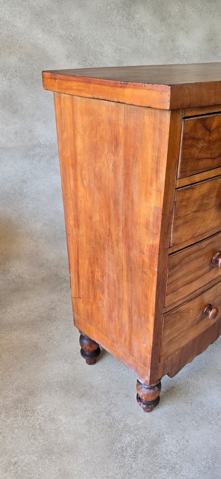 Victorian Antique Pine Chest of Drawers 2 Over 3 Tallboy Scalloped Apron