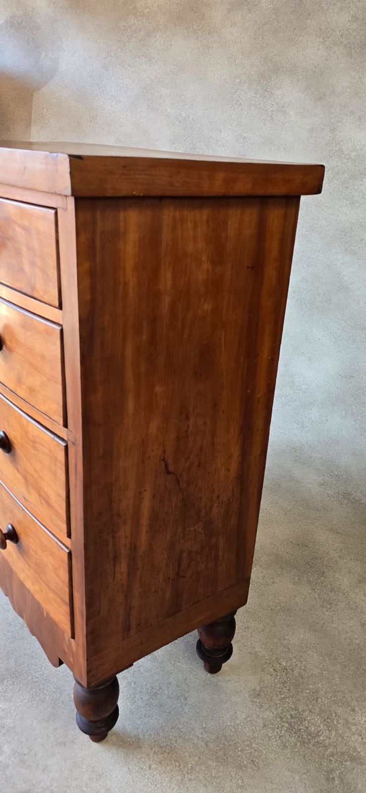 Victorian Antique Pine Chest of Drawers 2 Over 3 Tallboy Scalloped Apron