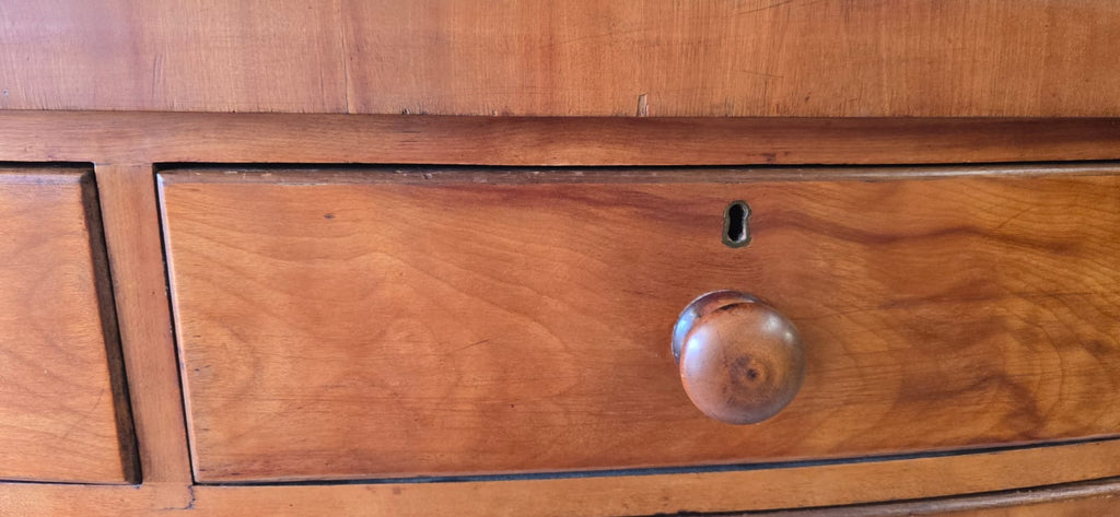 Victorian Antique Pine Chest of Drawers 2 Over 3 Tallboy Scalloped Apron