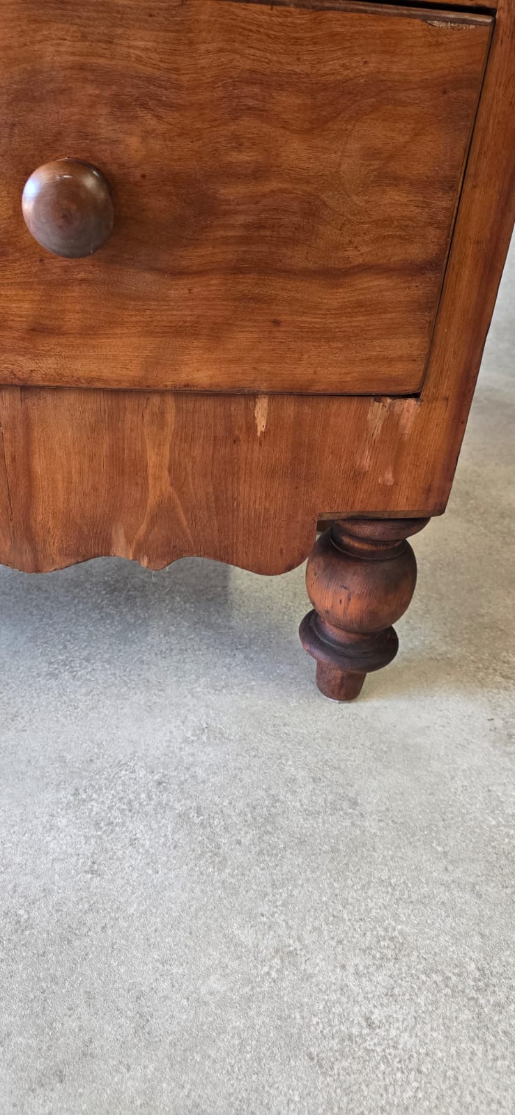 Victorian Antique Pine Chest of Drawers 2 Over 3 Tallboy Scalloped Apron