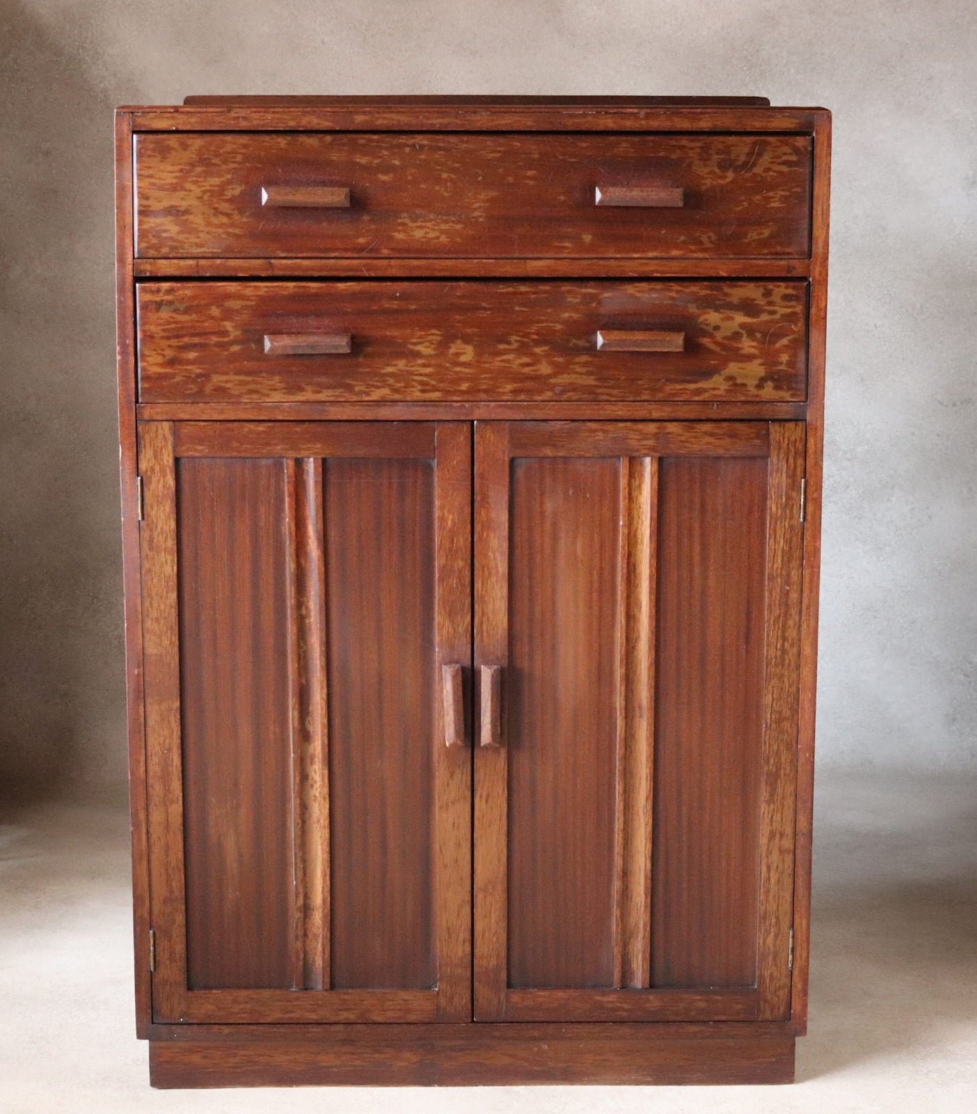 Vintage Mid Century Art Deco Style Utility Tallboy Linen Cabinet 1940s